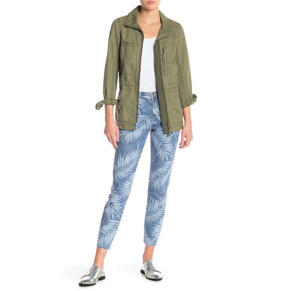 Current/Elliott The Stiletto Leaf Print Jeans Wily Blue White sz 27 NWT - Picture 1 of 7